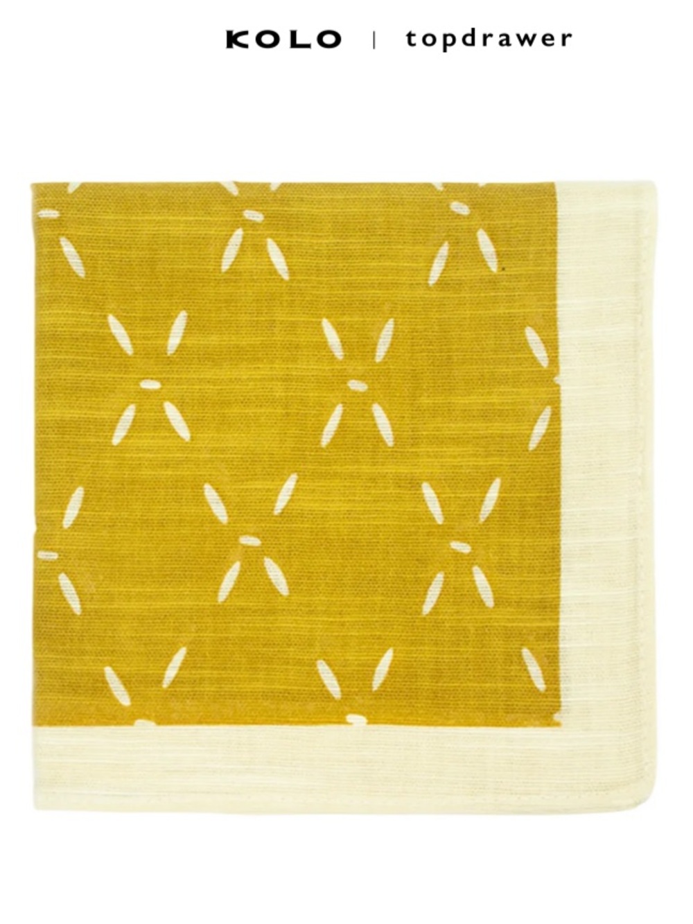 KOLO Topdrawer Mustard Yellow Pocket Square with Cream Border